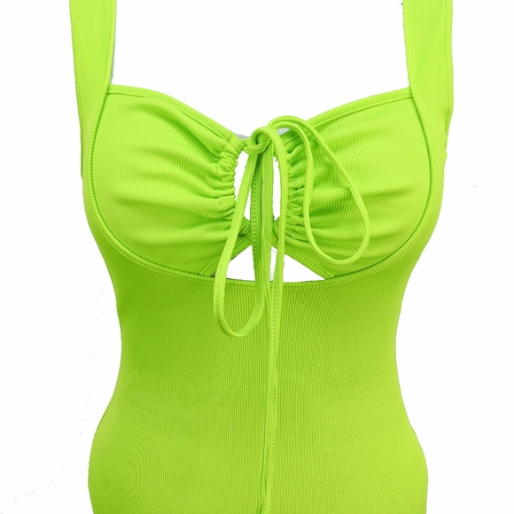 2/$20 Neon Line Green Cutout Maxidress - Picture 4 of 4